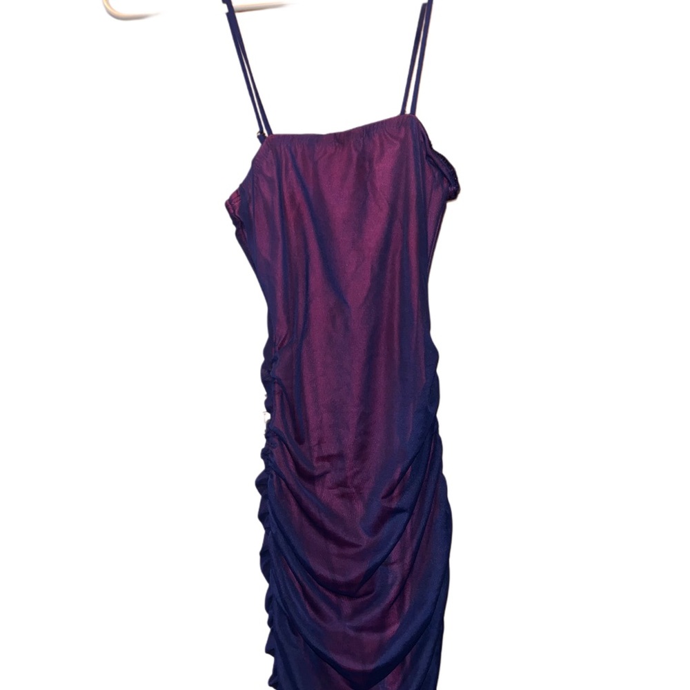 Sleeveless Purple Ruched Slip Dress
